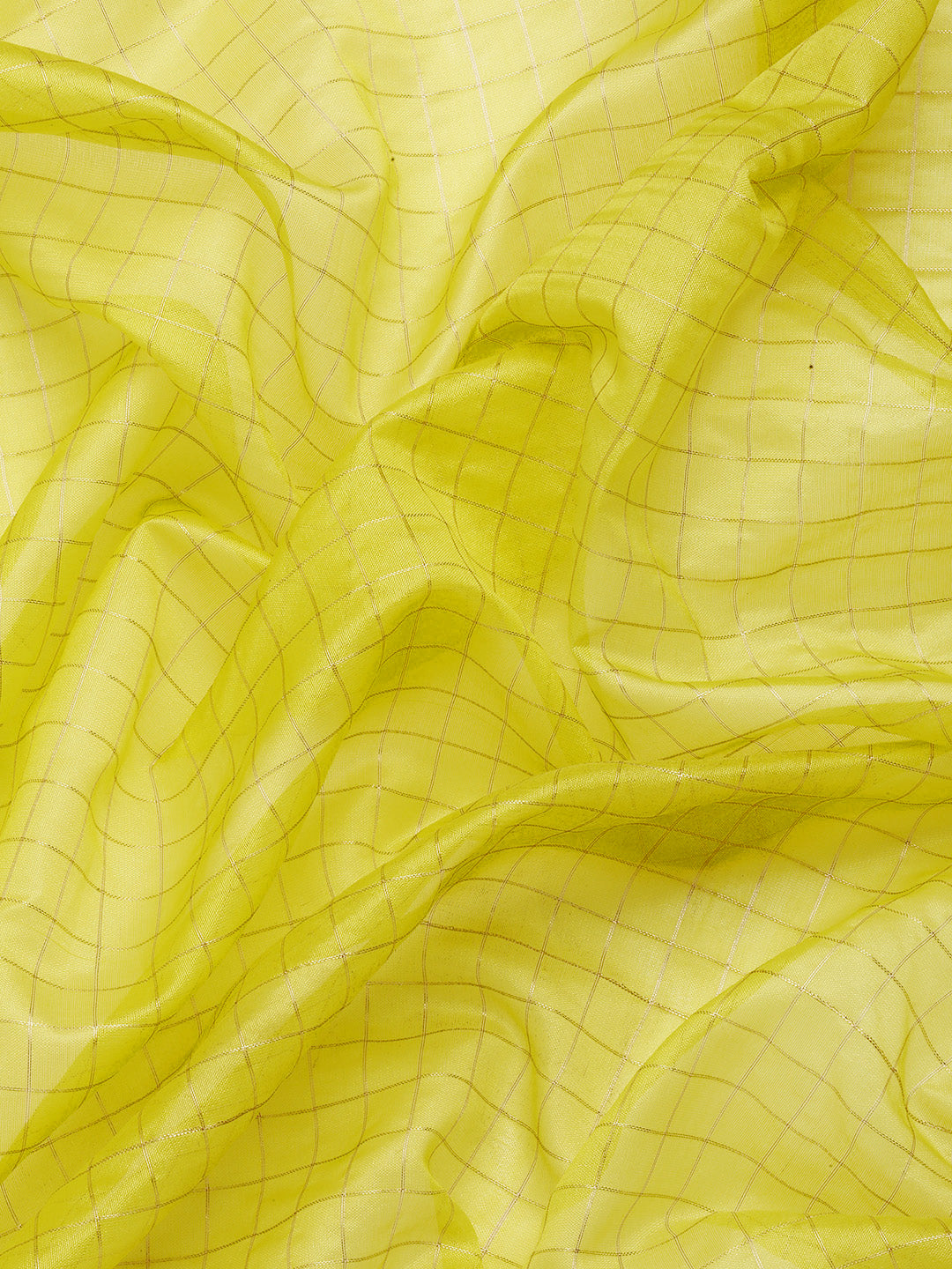 Yellow Banarasi Silk Woven Zari Design Checked Saree with Unstitched Blouse - Hiral Fashion