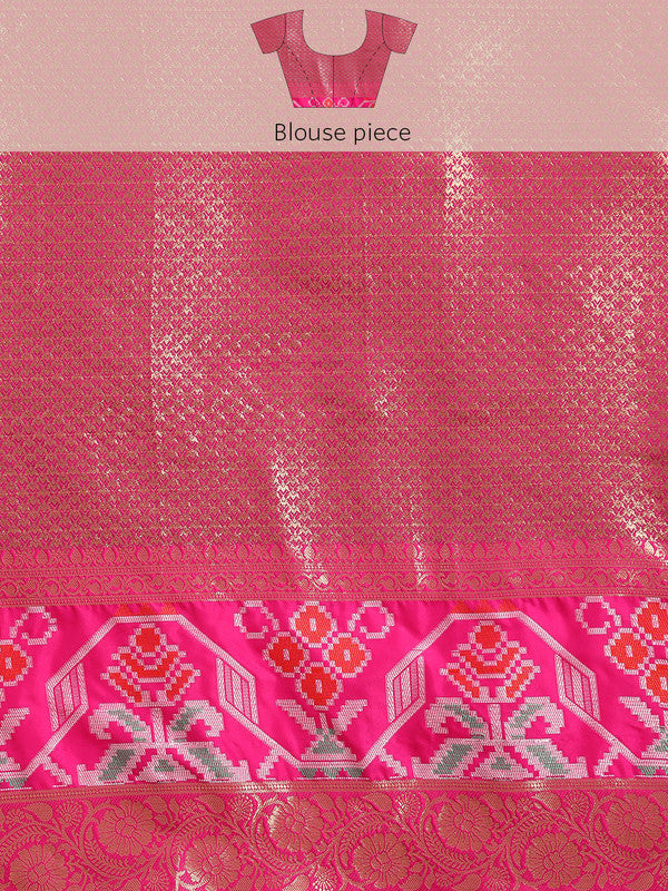 Yellow Banarasi Silk Woven Zari Design Checked Saree with Unstitched Blouse - Hiral Fashion