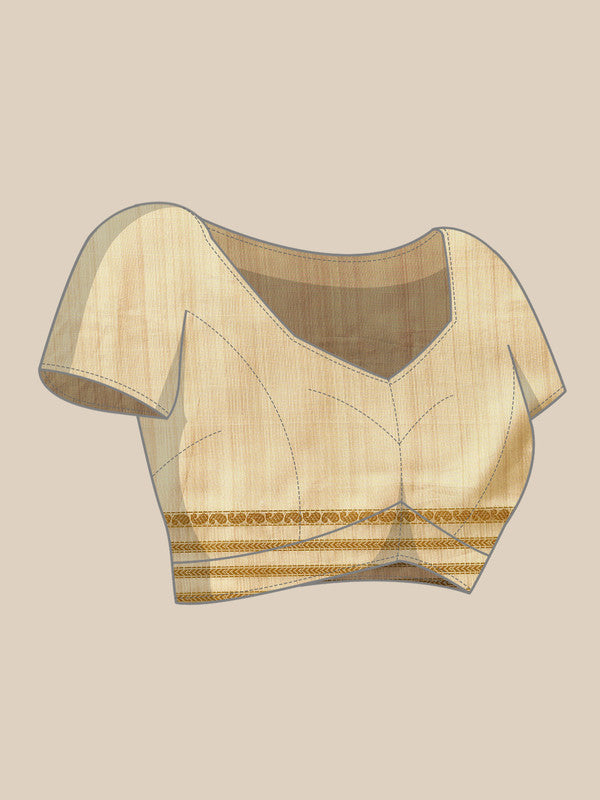Beige Art Silk Printed Embellished Saree with Unstitched Blouse - Hiral Fashion