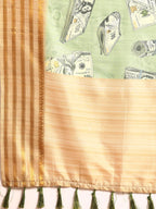 Green Art Silk Printed Embellished Saree with Unstitched Blouse - Hiral Fashion