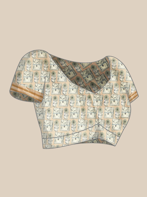Green Art Silk Printed Embellished Saree with Unstitched Blouse - Hiral Fashion