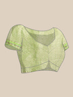 Green Silk Blend Woven Zari Design Abstract Saree with Unstitched Blouse - Hiral Fashion