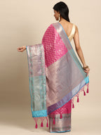 Pink Silk Blend Woven Zari Design Abstract Saree with Unstitched Blouse - Hiral Fashion