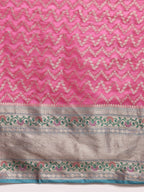 Pink Silk Blend Woven Zari Design Abstract Saree with Unstitched Blouse - Hiral Fashion