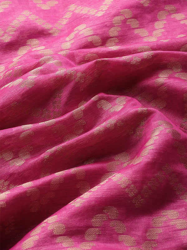 Pink Silk Blend Woven Zari Design Abstract Saree with Unstitched Blouse - Hiral Fashion