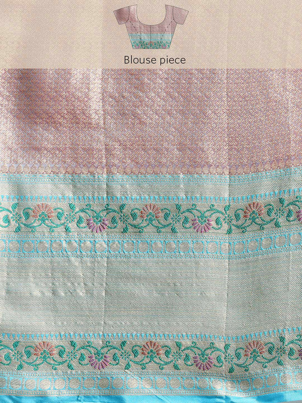 Pink Silk Blend Woven Zari Design Abstract Saree with Unstitched Blouse - Hiral Fashion