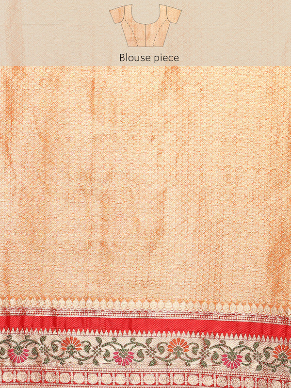 Yellow Silk Blend Woven Zari Design Abstract Saree with Unstitched Blouse - Hiral Fashion