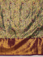Green Pure Silk Woven Zari Design Floral Saree with Unstitched Blouse - Hiral Fashion