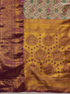 Gray/Silver Pure Silk Woven Zari Design Floral Saree with Unstitched Blouse - Hiral Fashion