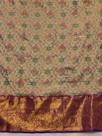 Gray/Silver Pure Silk Woven Zari Design Floral Saree with Unstitched Blouse - Hiral Fashion