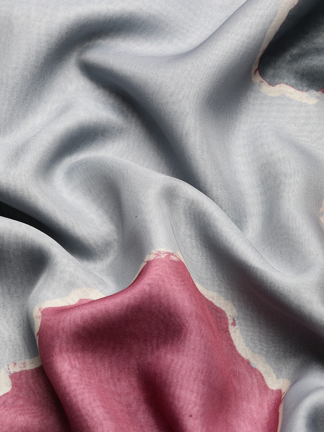 Dark Gray Silk Blend Printed Abstract Saree with Unstitched Blouse - Hiral Fashion