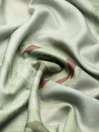 Green Silk Blend Printed Abstract Saree with Unstitched Blouse - Hiral Fashion