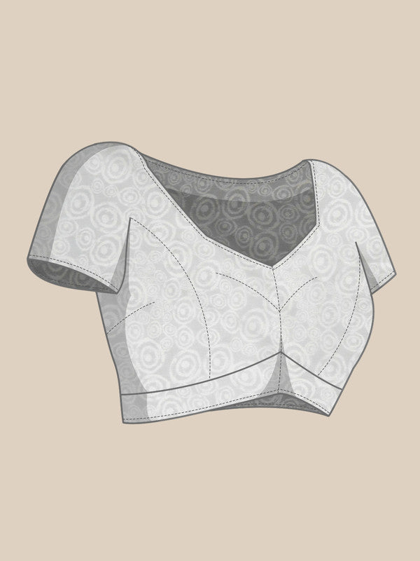 Gray Silk Blend Printed Abstract Saree with Unstitched Blouse - Hiral Fashion