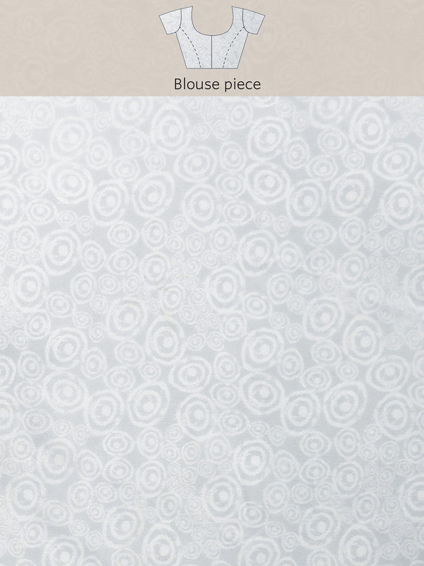 Gray Silk Blend Printed Abstract Saree with Unstitched Blouse - Hiral Fashion