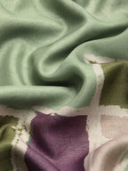 Olive Silk Blend Printed Abstract Saree with Unstitched Blouse - Hiral Fashion