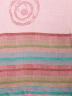 Peach Silk Blend Printed Abstract Saree with Unstitched Blouse - Hiral Fashion