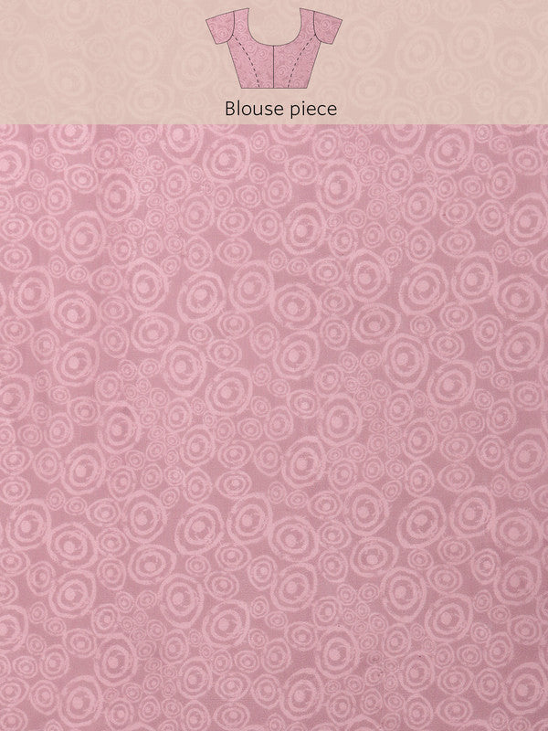 Peach Silk Blend Printed Abstract Saree with Unstitched Blouse - Hiral Fashion