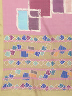 Pink Silk Blend Printed Abstract Saree with Unstitched Blouse - Hiral Fashion