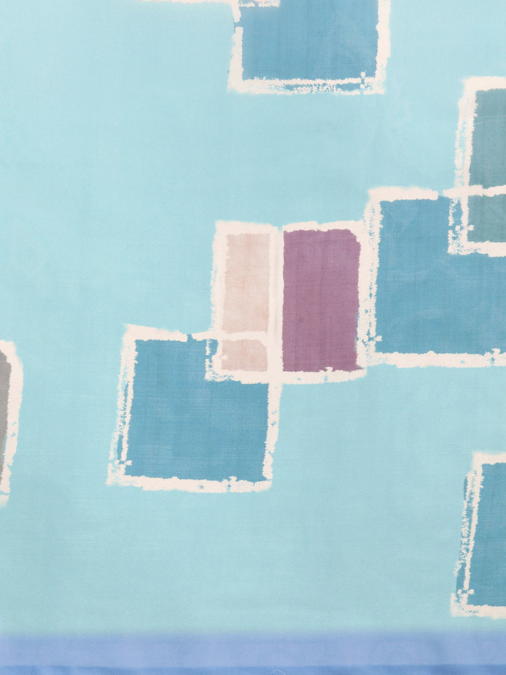 Turquoise Silk Blend Printed Abstract Saree with Unstitched Blouse - Hiral Fashion