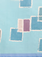 Turquoise Silk Blend Printed Abstract Saree with Unstitched Blouse - Hiral Fashion