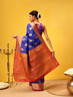Hiral Fashion Blue Kanjeevaram Silk Woven Design Saree