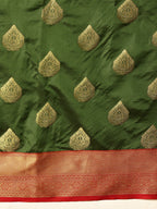 Hiral Fashion Green Kanjeevaram Silk Woven Design Saree