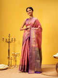 Hiral Fashion Pink Kanjeevaram Silk Woven Design Saree