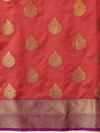 Hiral Fashion Red Kanjeevaram Silk Woven Design Saree