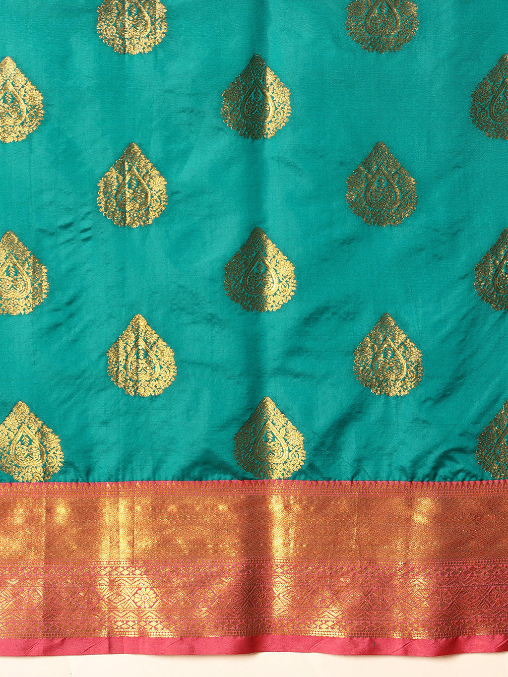Hiral Fashion Teal Kanjeevaram Silk Woven Design Saree