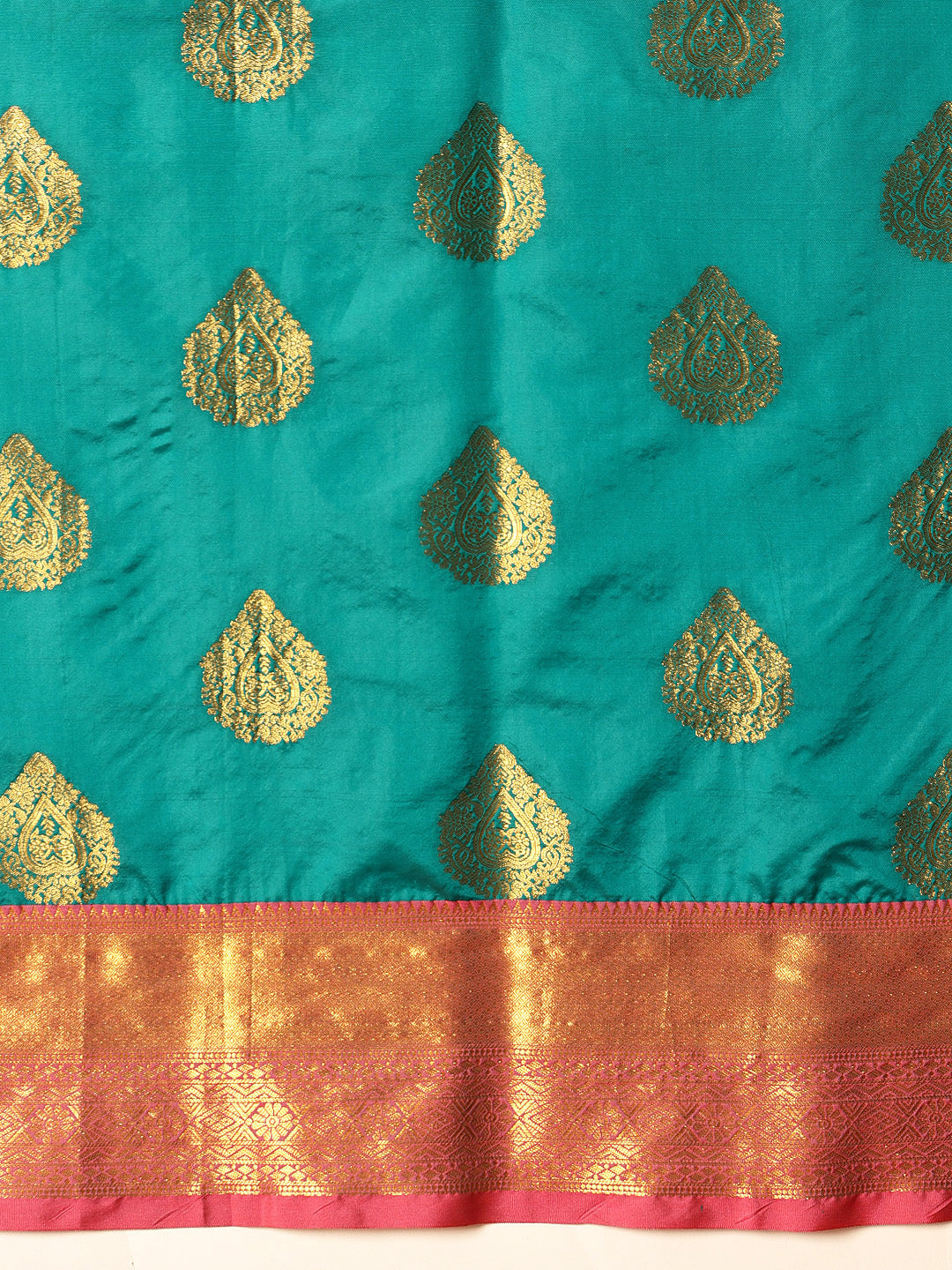 Hiral Fashion Teal Kanjeevaram Silk Woven Design Saree