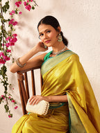 Hiral Fashion Yellow Kanjeevaram Silk Woven Design Saree