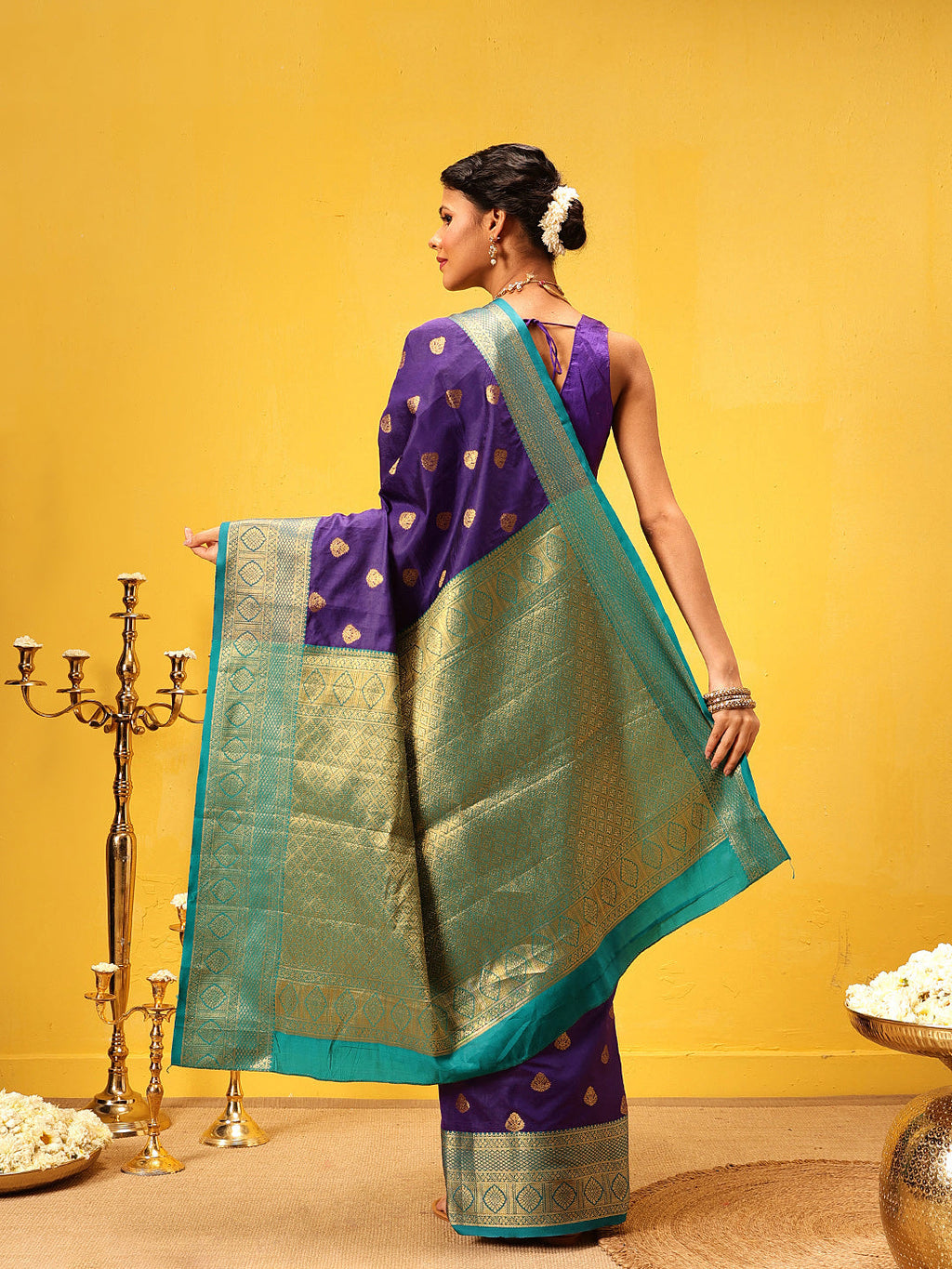 Hiral Fashion Blue Kanjeevaram Silk Woven Design Saree