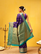 Hiral Fashion Blue Kanjeevaram Silk Woven Design Saree