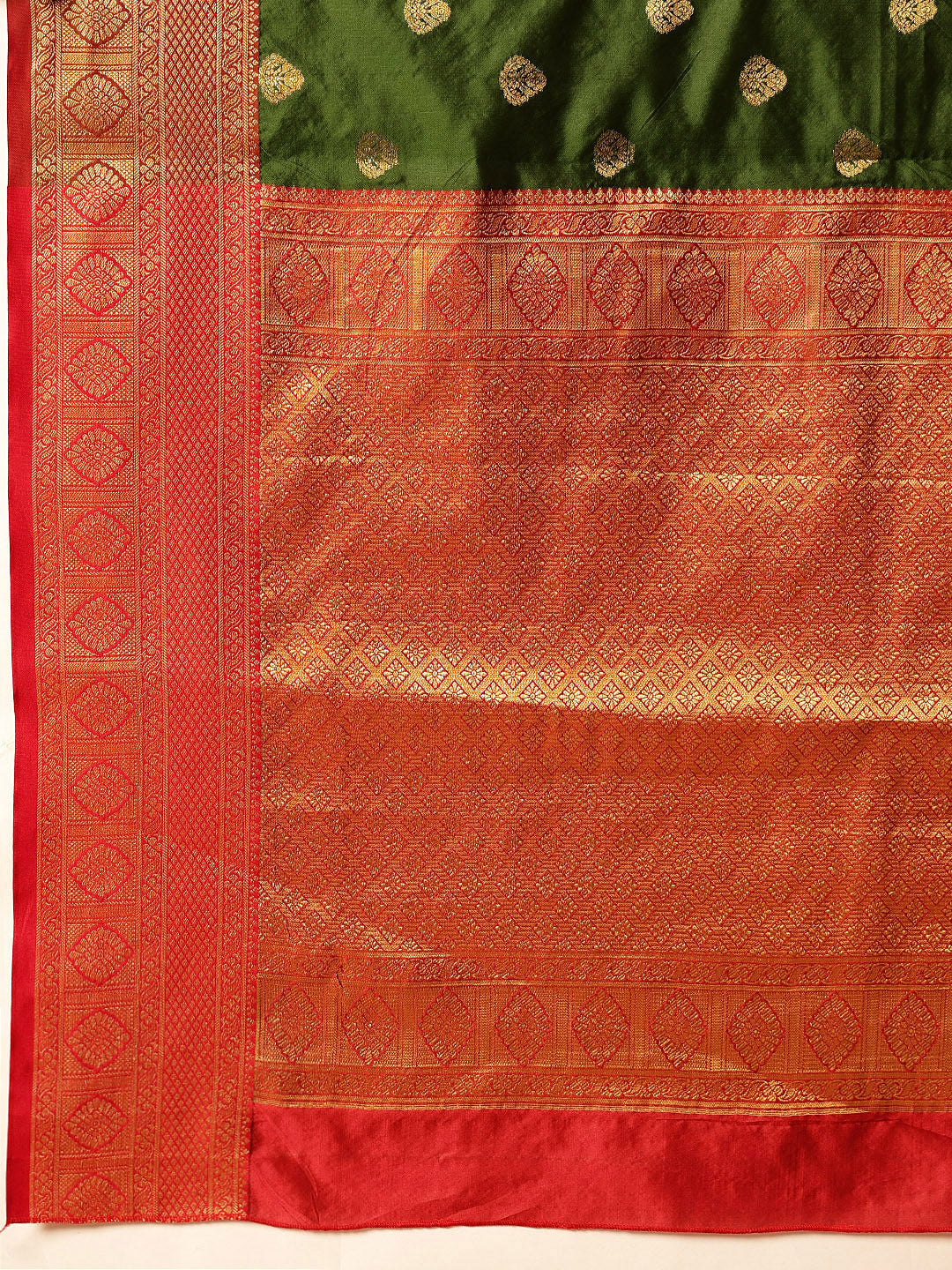 Hiral Fashion Green Kanjeevaram Silk Woven Design Saree