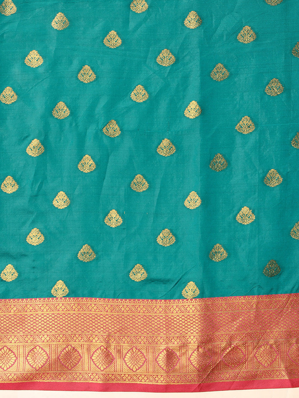 Hiral Fashion Teal Kanjeevaram Silk Woven Design Saree