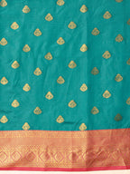 Hiral Fashion Teal Kanjeevaram Silk Woven Design Saree