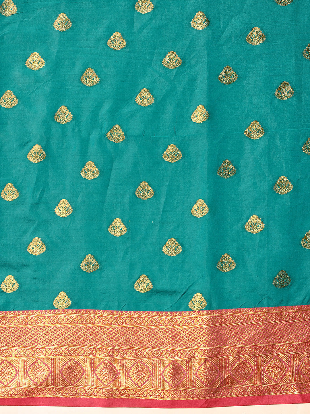 Hiral Fashion Teal Kanjeevaram Silk Woven Design Saree