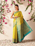 Hiral Fashion Yellow Kanjeevaram Silk Woven Design Saree