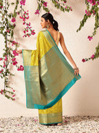 Hiral Fashion Yellow Kanjeevaram Silk Woven Design Saree