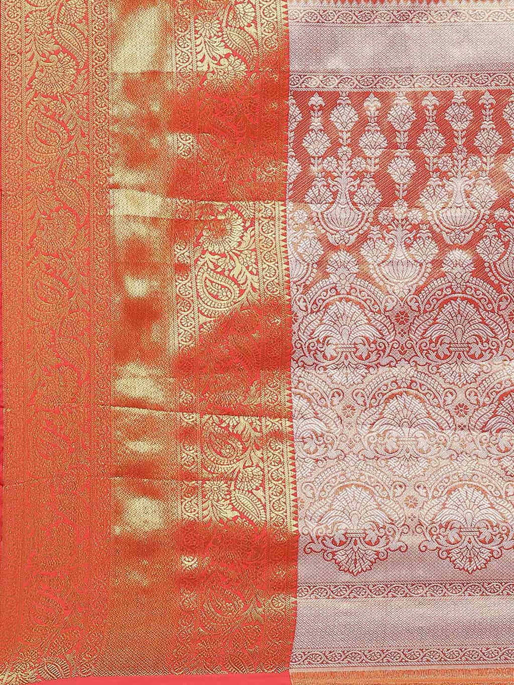 Hiral Fashion Green Banarasi Tissue Silk Floral Zari Woven Saree