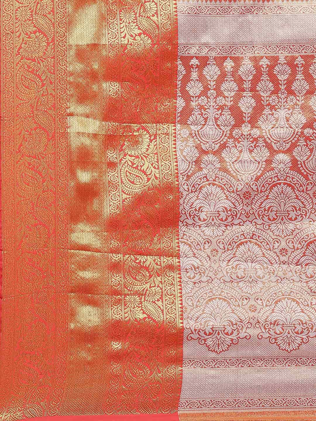 Hiral Fashion Green Banarasi Tissue Silk Floral Zari Woven Saree