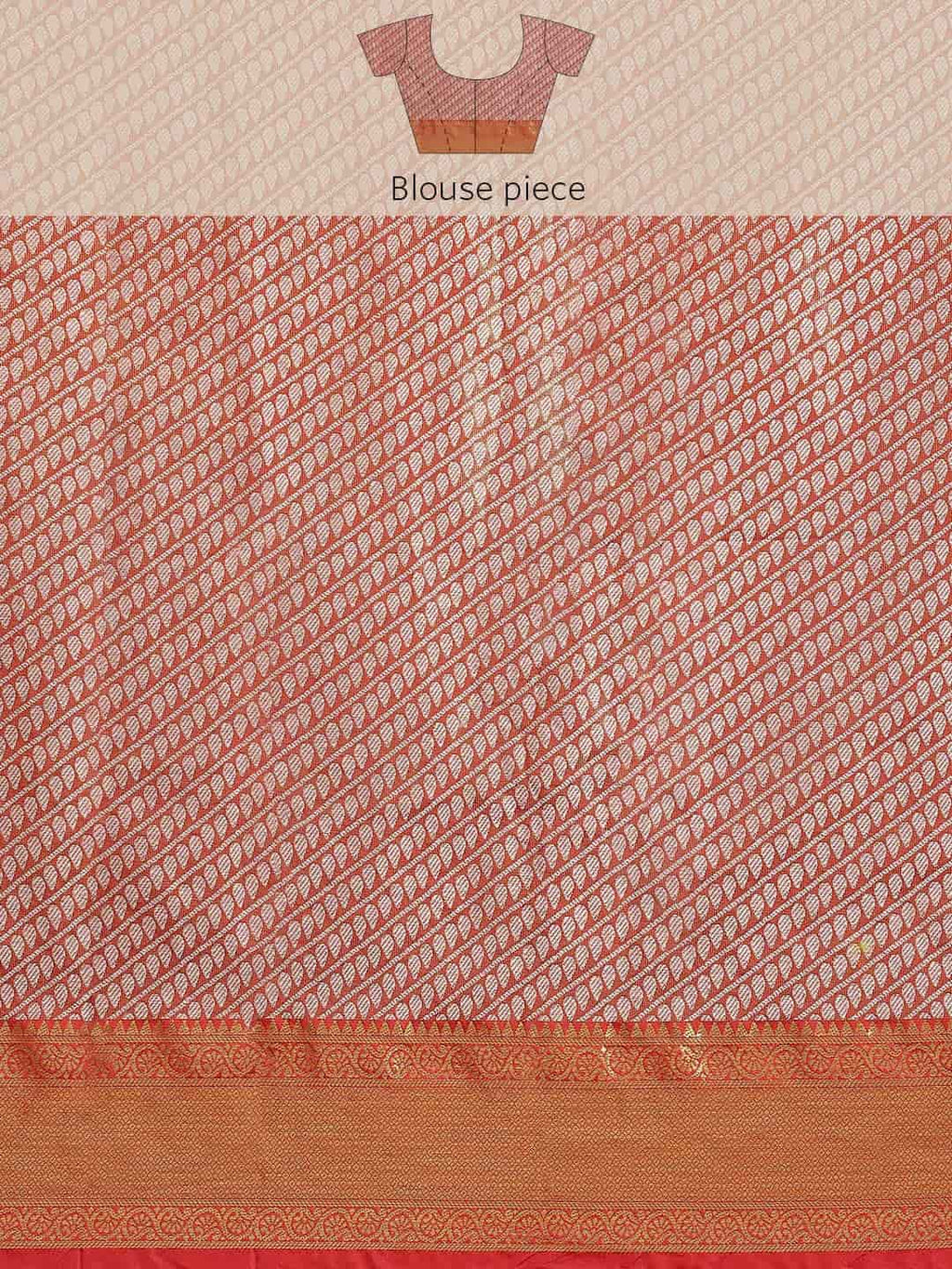 Hiral Fashion Orange Banarasi Tissue Silk Floral Zari Woven Saree