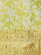 Hiral Fashion Green Banarasi Tissue Silk Floral Zari Woven Saree