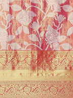 Hiral Fashion Pink Banarasi Tissue Silk Floral Zari Woven Saree