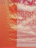 Hiral Fashion Pink Banarasi Tissue Silk Floral Zari Woven Saree