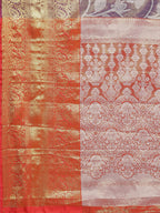 Hiral Fashion Purple Banarasi Tissue Silk Floral Zari Woven Saree