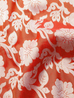 Orange Tissue Silk Woven Zari Design Floral Saree with Unstitched Blouse - Hiral Fashion