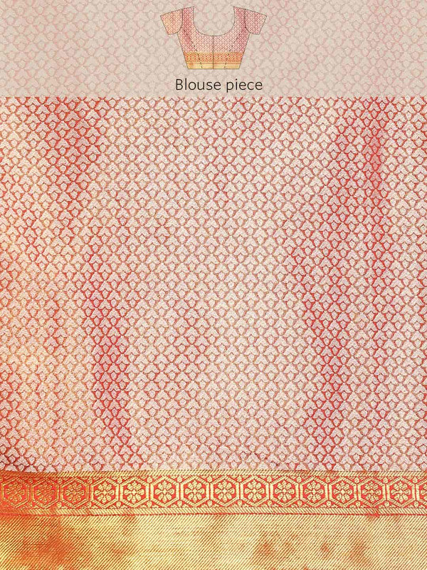 Pink Tissue Silk Woven Zari Design Floral Saree with Unstitched Blouse - Hiral Fashion