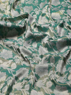 Turquoise Tissue Silk Woven Zari Design Floral Saree with Unstitched Blouse - Hiral Fashion