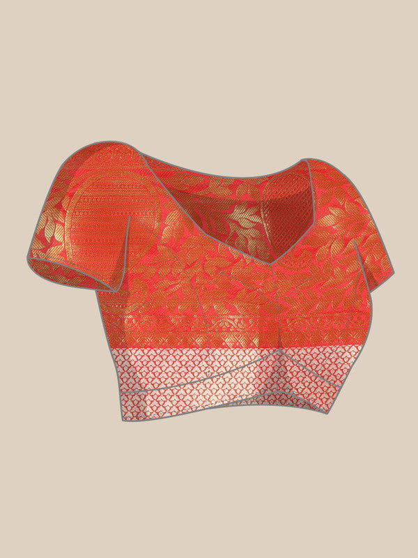 Yellow Tissue Silk Woven Zari Design Floral Saree with Unstitched Blouse - Hiral Fashion